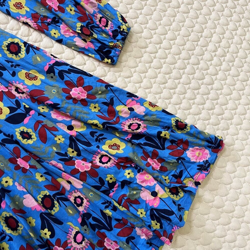 NWOT Boden Jersey Mini Tea Dress Long Moroccan Blue Flora Bloom Size 6L - Picture 7 of 10